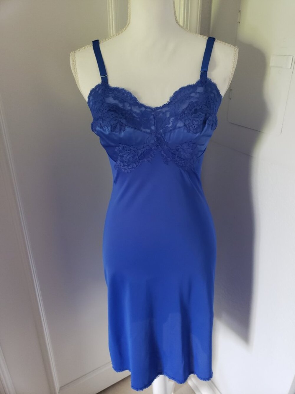 Vintage 1960s Bodycon Lace Trim Slip Dress